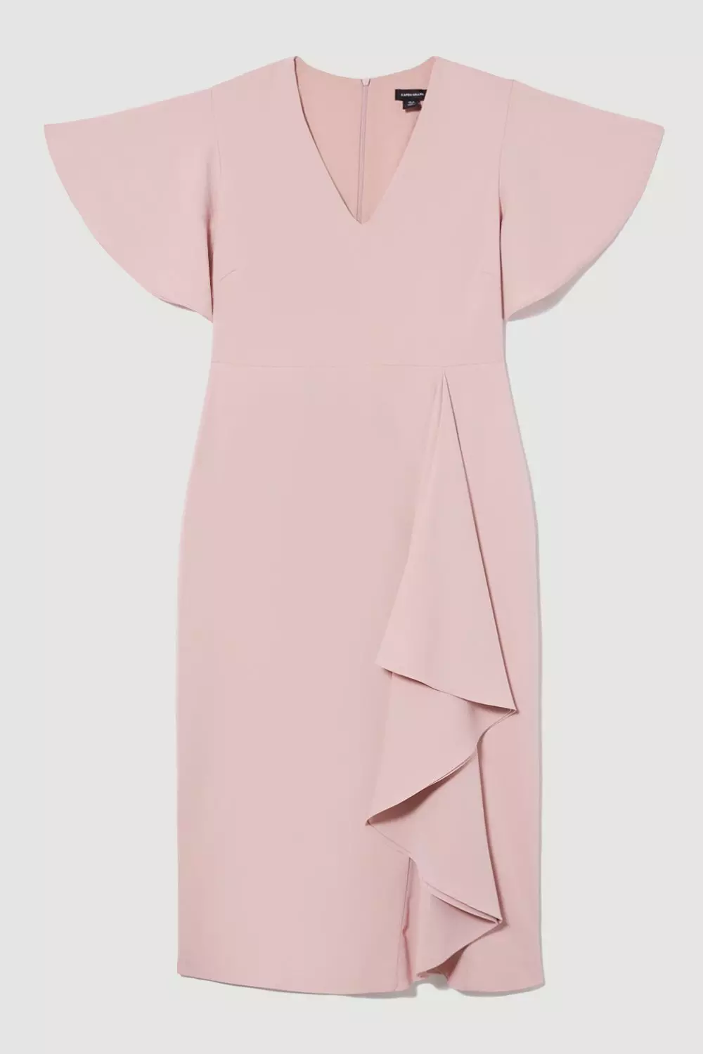 Blush Soft Tailored Angel Sleeve Drape Midi Dress alternative image