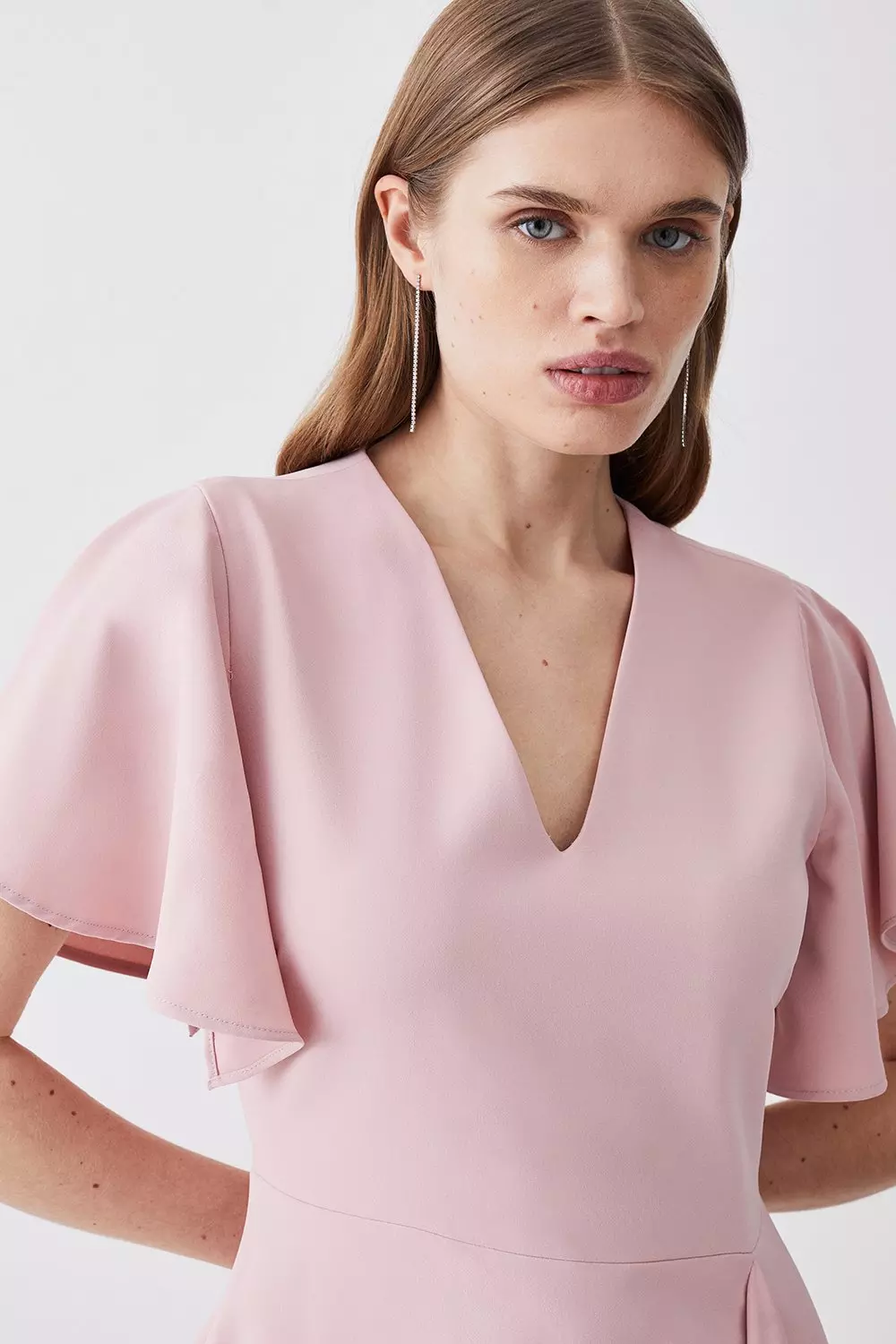 Blush Soft Tailored Angel Sleeve Drape Midi Dress alternative image