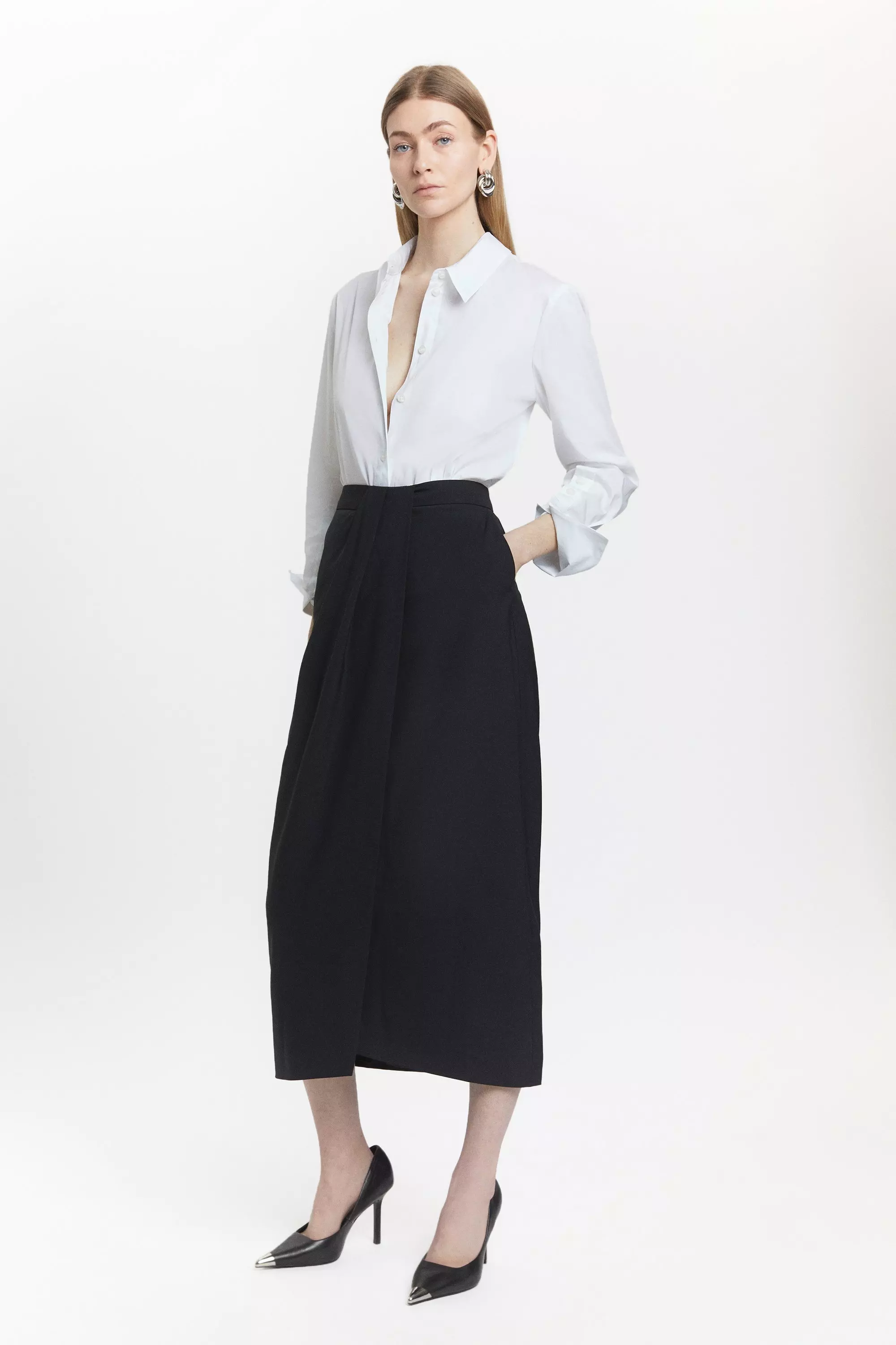 Wool midi skirt sales