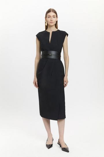 Wool Blend Midi Dress black