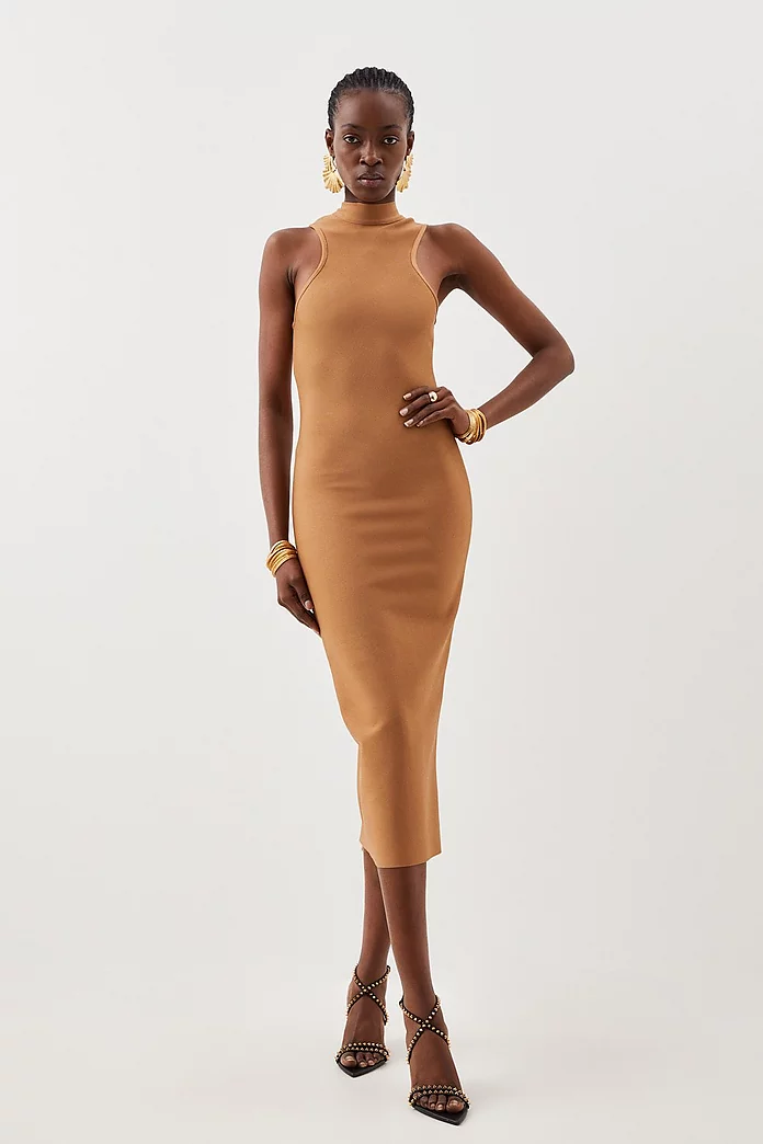 Figure Form Bandage Racer Style Knit Midaxi Dress | Karen Millen Figure Form Bandage Racer Style Knit Midaxi Dress | Karen Millen