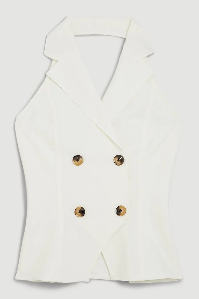 Halter Neck Button Front Bandage Knit Top | Karen Millen Halter Neck Button Front Bandage Knit Top | Karen Millen