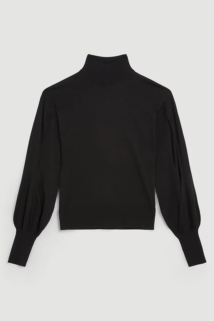 Cashmere Blend Turtleneck And Split Sleeve Knit Top | Karen Cashmere Blend Turtleneck And Split Sleeve Knit Top | Karen