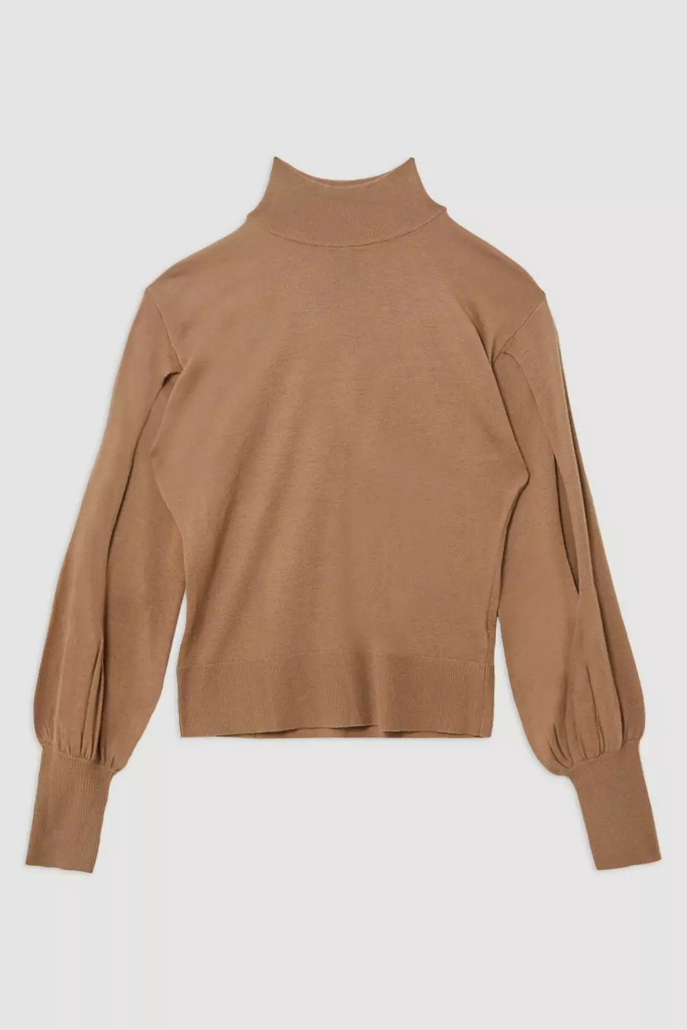 Cashmere Blend Turtleneck And Split Sleeve Knit Top | Karen