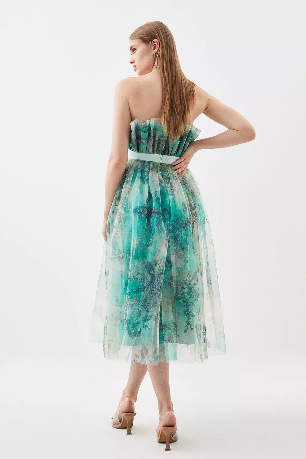 Floral Corseted Tulle Midi Dress Karen Millen