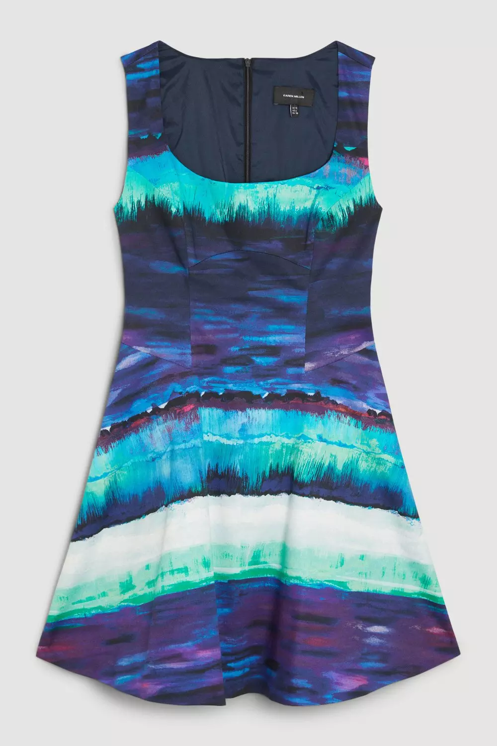 Painterly Stripe Full Skirted Mini Dress | Karen Millen