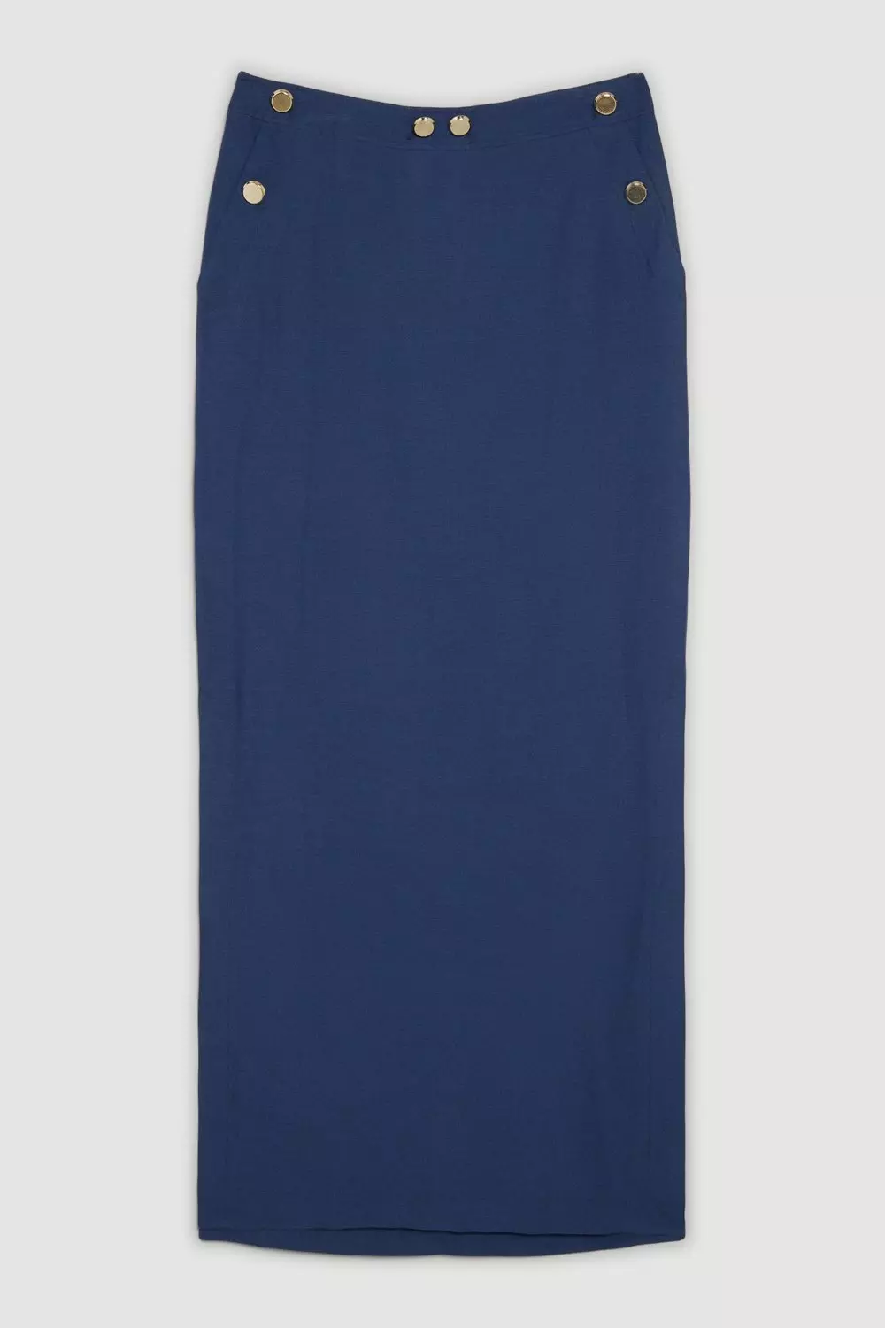 Linen Nautical Button Detail Midi Skirt | Karen Millen
