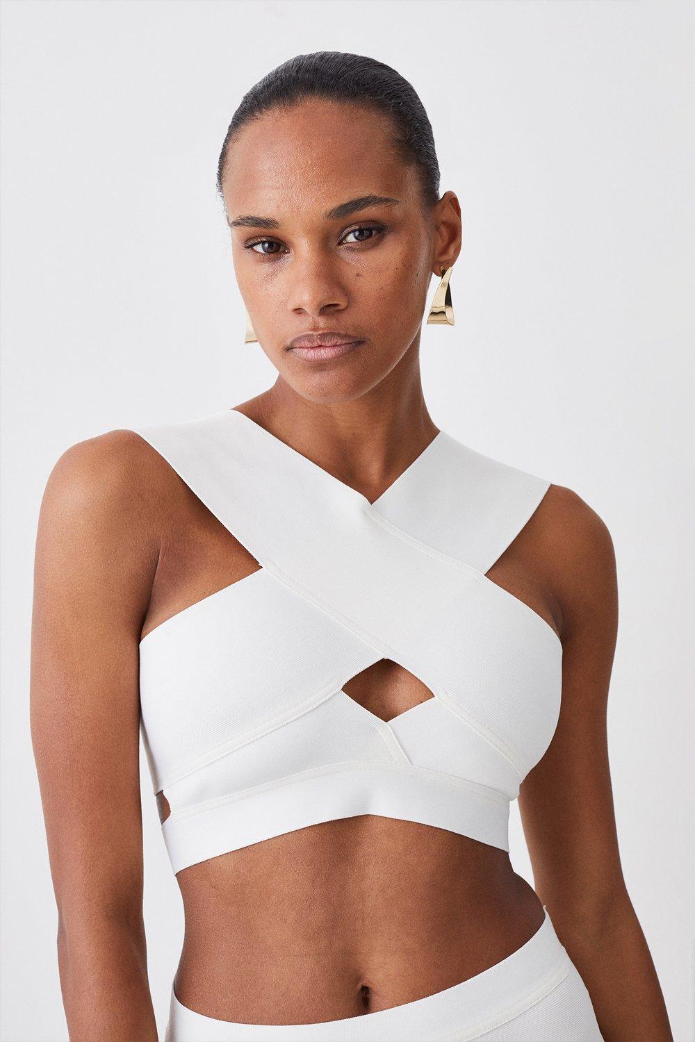 White Cross Front Bandage Bikini Top