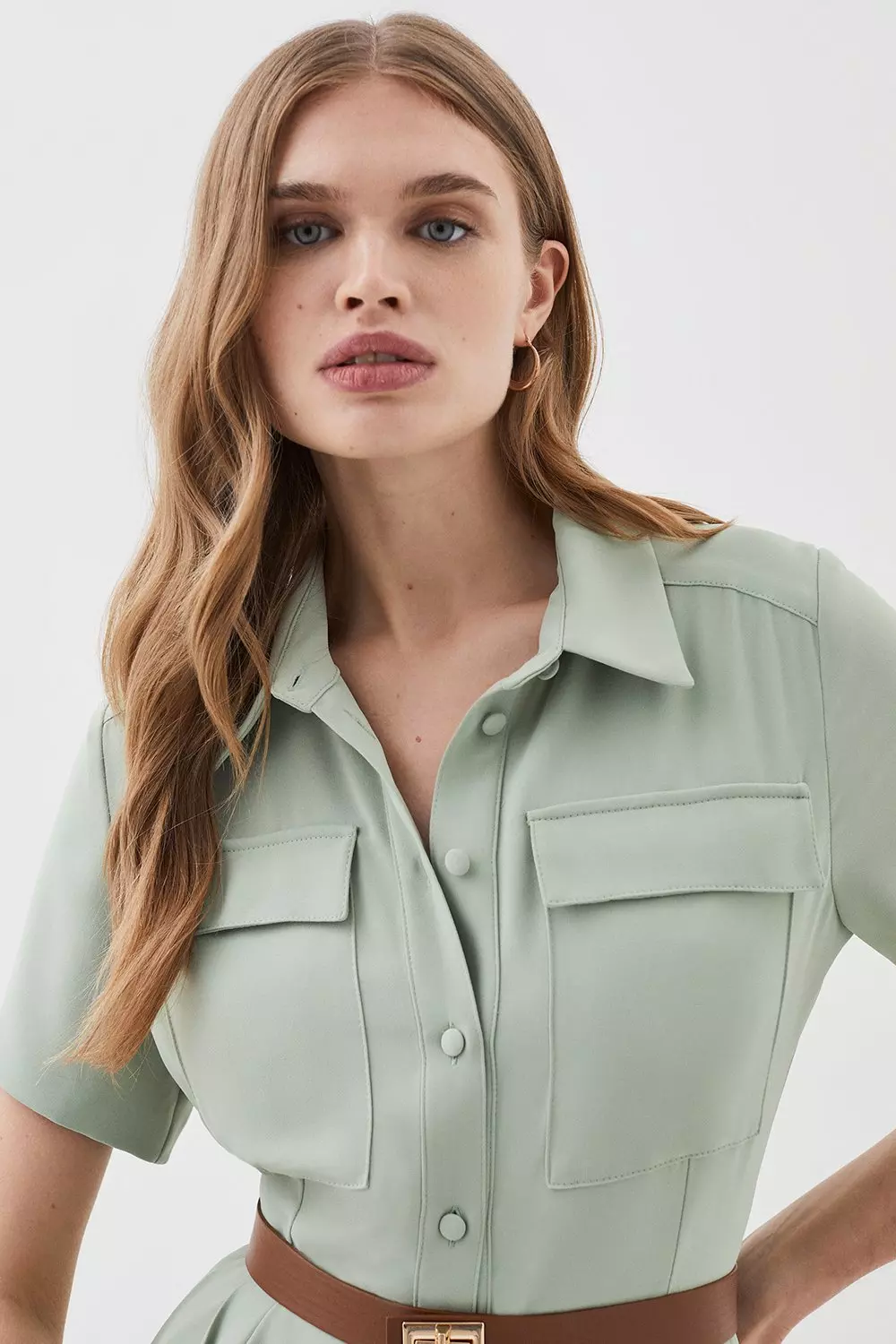 Lydia Millen Tall Soft Tailored Pleat Panel Midi Shirt Dress