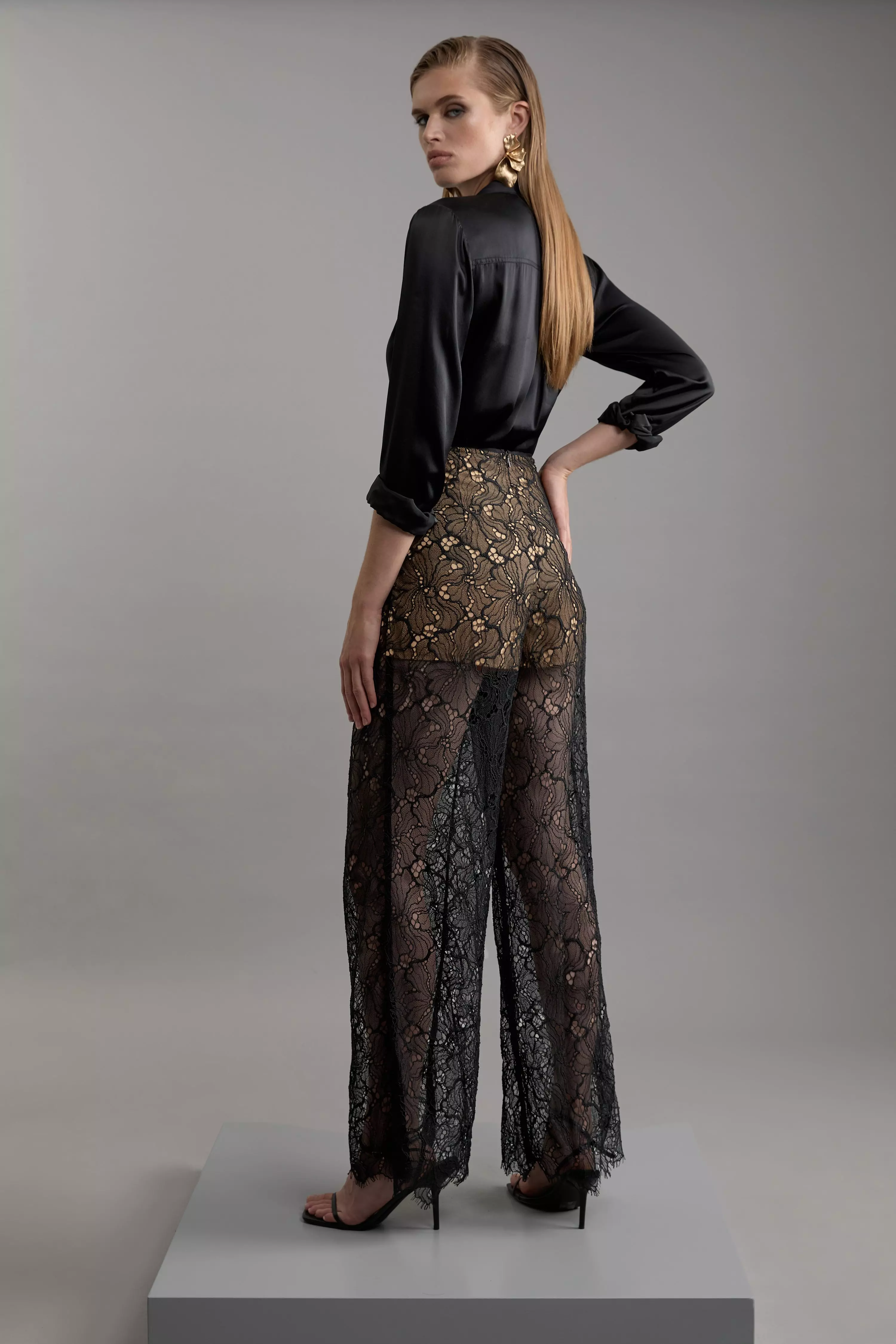 Lace Woven Wide Leg Pants | Karen Millen