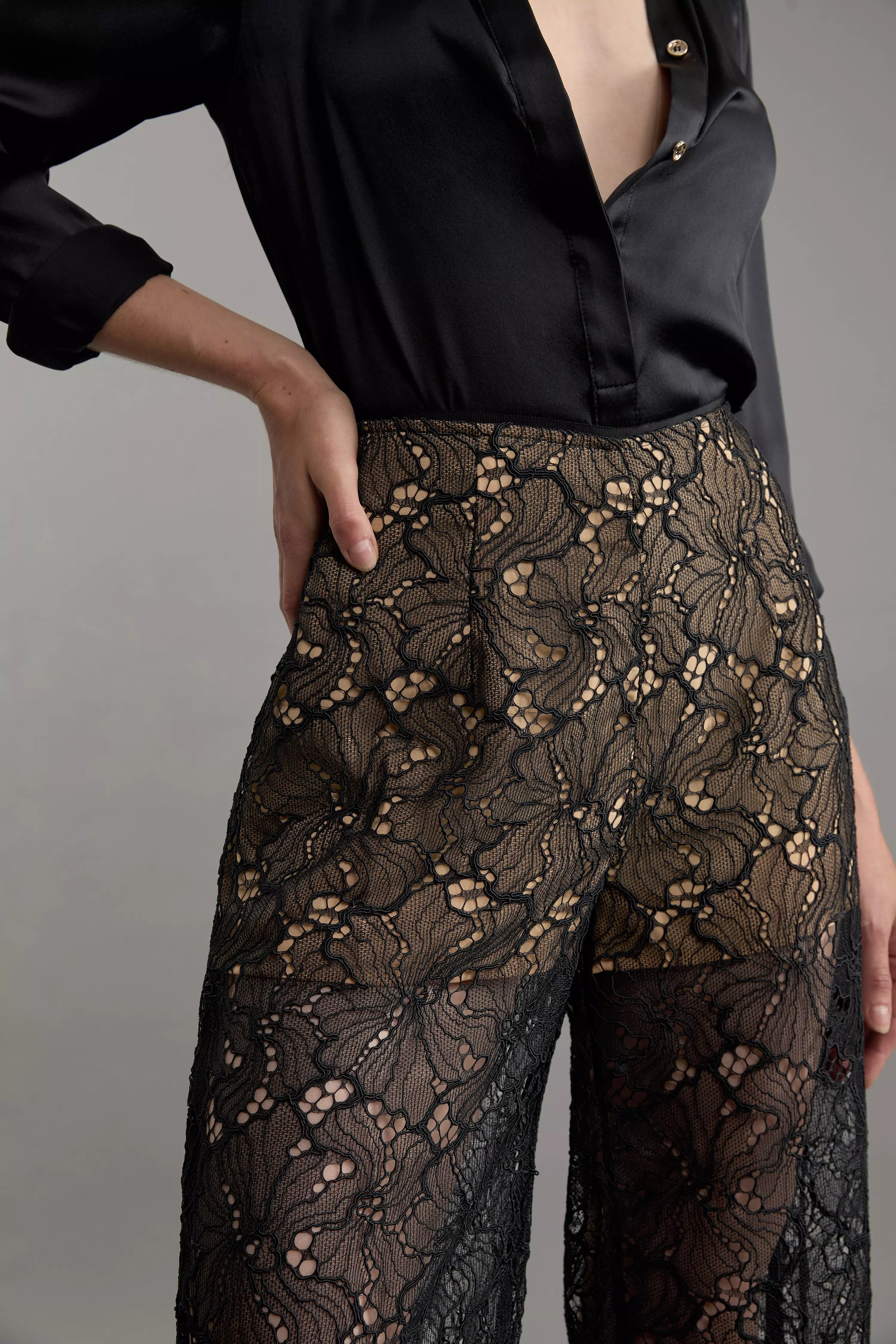 Lace Woven Wide Leg Pants | Karen Millen