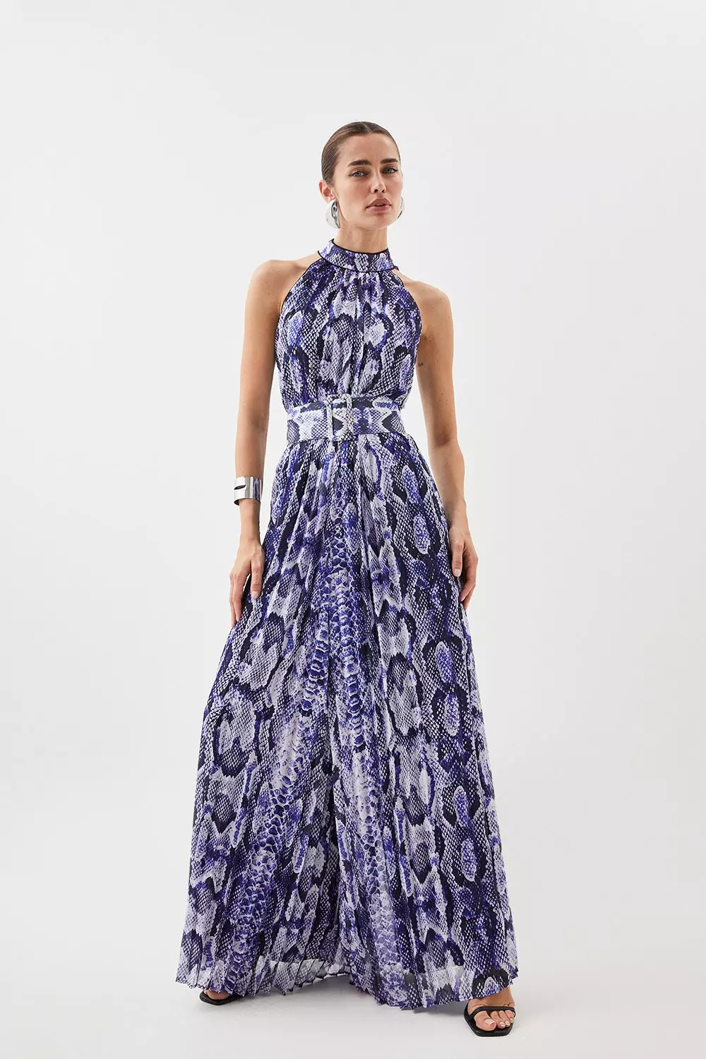 KAREN MILLEN ワンショルダー 青 花柄 フレア ジャンプスーツ KAREN MILLEN ワンショルダー 青 花柄 フレア ジャンプスーツ