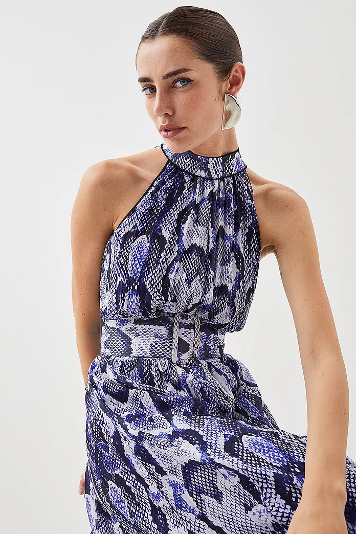 Tall Snake Georgette Belted Pleated Jumpsuit | Karen Millen Tall Snake Georgette Belted Pleated Jumpsuit | Karen Millen