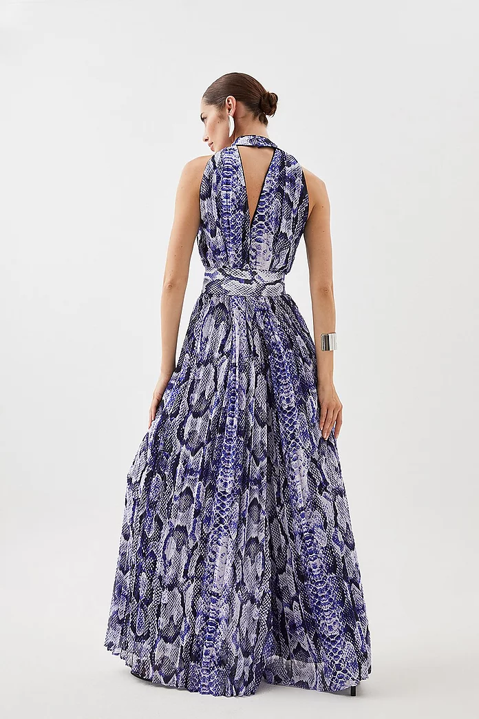 Tall Snake Georgette Belted Pleated Jumpsuit | Karen Millen Tall Snake Georgette Belted Pleated Jumpsuit | Karen Millen