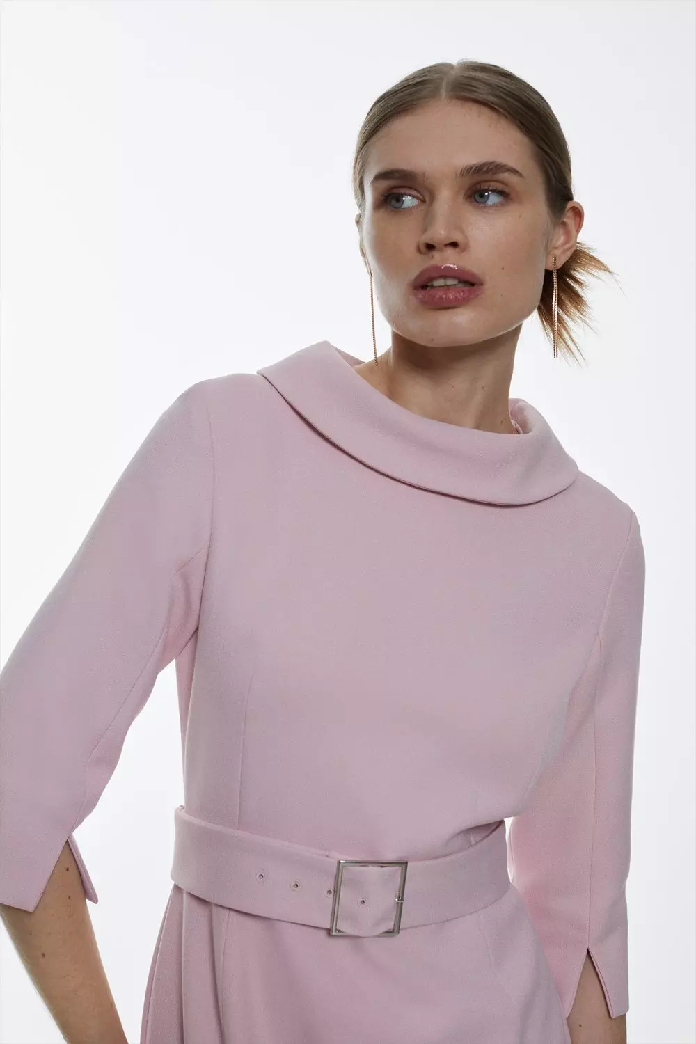 ★Karen Millen オットマンステッチニット 魅惑的マキシ★ Petite Knitted Midi Dress With Pu Detailing | Karen Millen