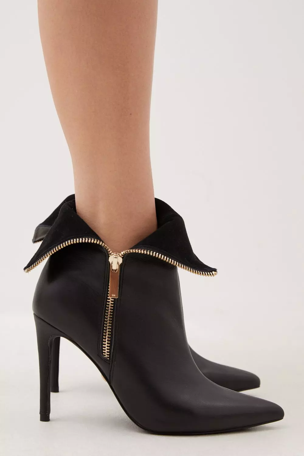 Leather Fold Over Zip Boot Karen Millen