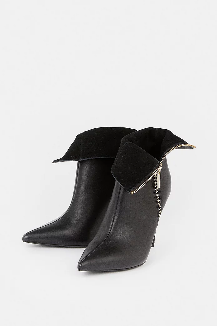 Leather Fold Over Zip Boot | Karen Millen Leather Fold Over Zip Boot | Karen Millen