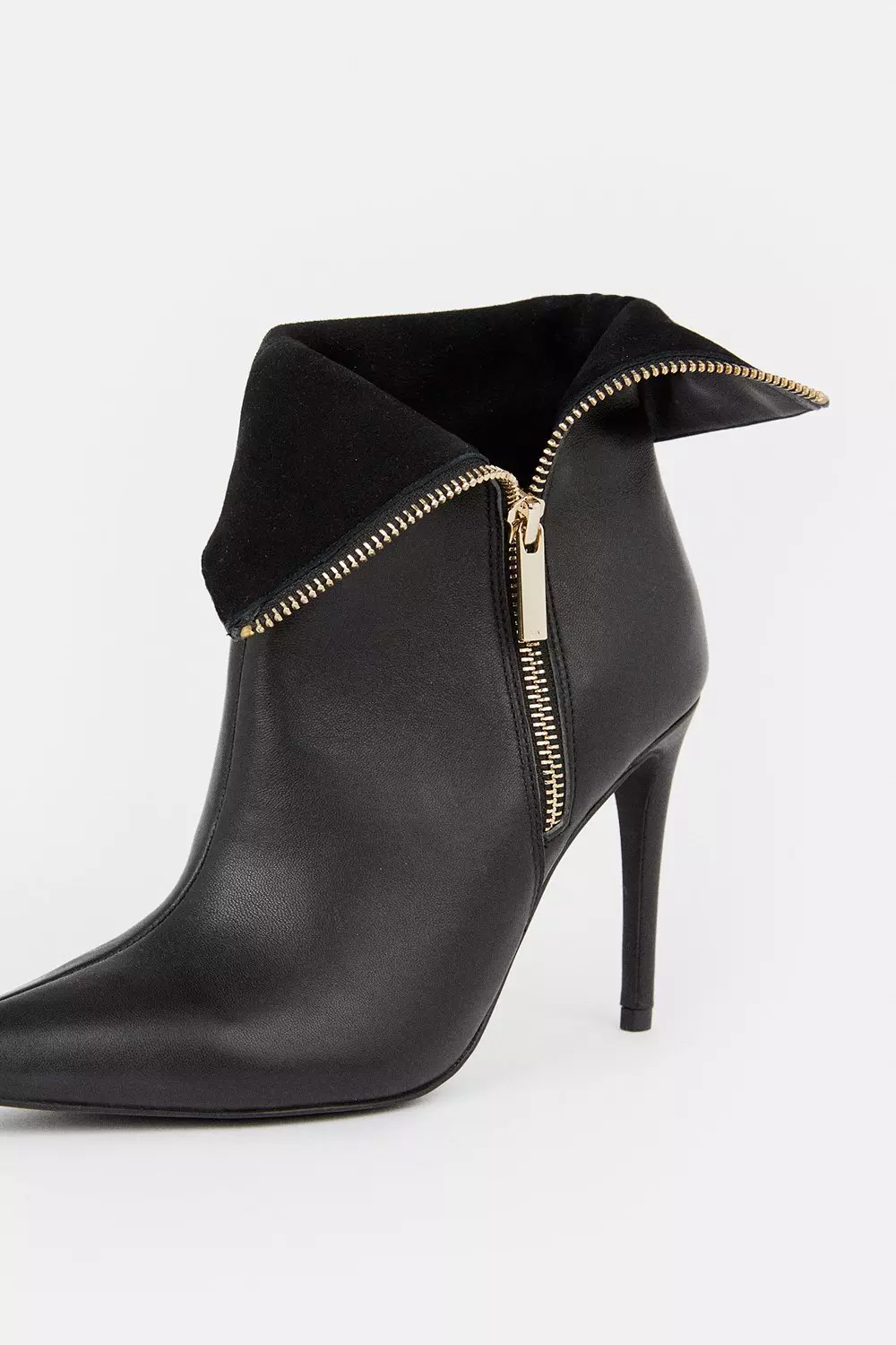 Leather Fold Over Zip Boot Karen Millen