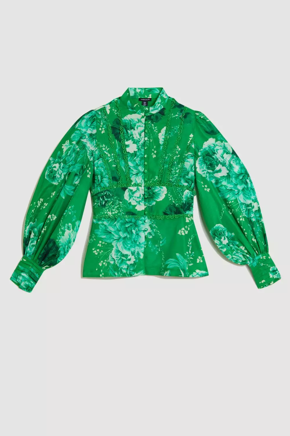 Graphic Lace Trim Floral Woven Blouse | Karen Millen