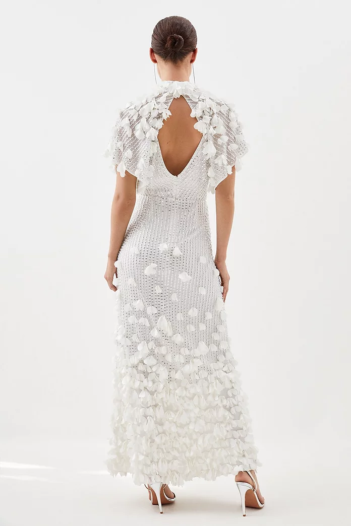 Petite Crystal Applique Angel Sleeve Woven Maxi Dress Petite Crystal Applique Angel Sleeve Woven Maxi Dress