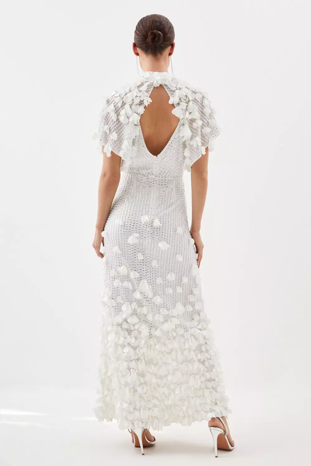 Petite Crystal Applique Angel Sleeve Woven Midaxi Dress | Karen Millen