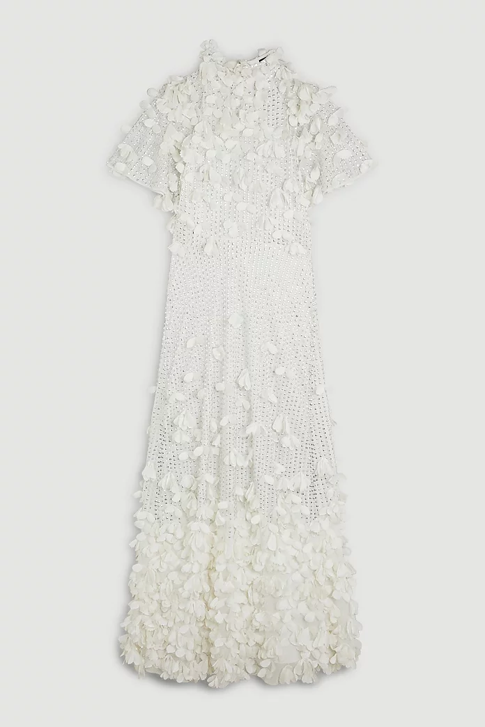 Crystal Applique Angel Sleeve Woven Maxi Dress | Karen Millen Crystal Applique Angel Sleeve Woven Maxi Dress | Karen Millen