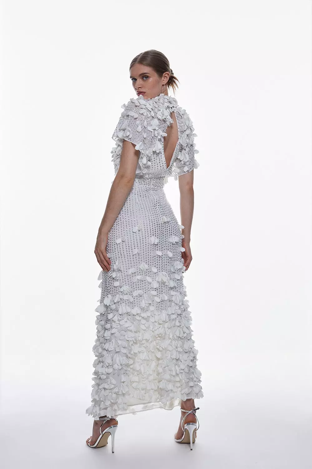Crystal Applique Angel Sleeve Woven Midaxi Dress | Karen Millen