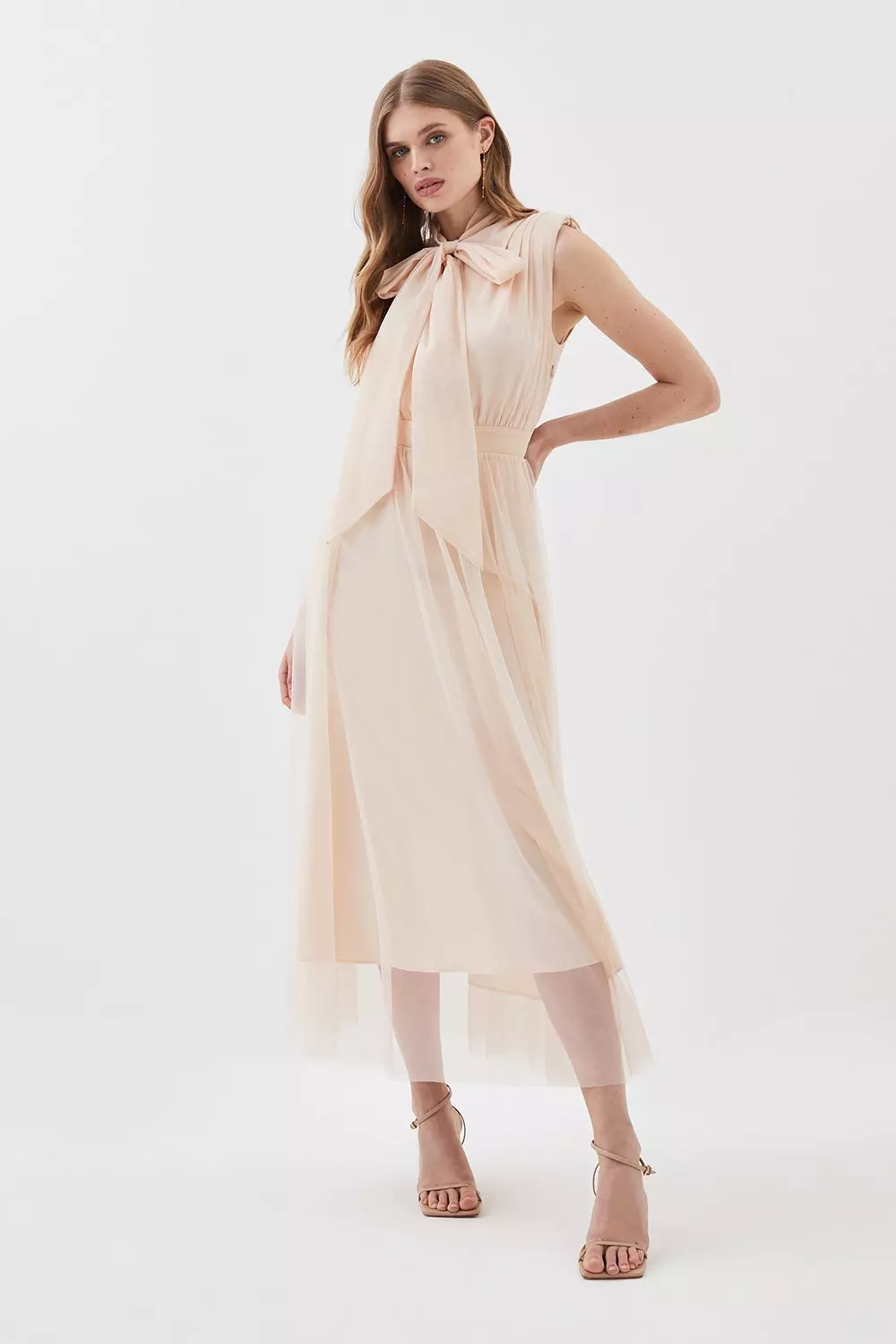 限定セール -SALE Lydia Millen Dress Maxi Woven Bow Pussy Sweeping Mesh トップス