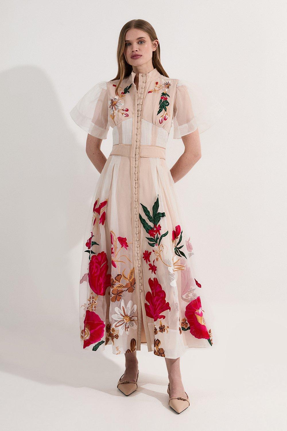 ZARA WOMAN SS24 CUTWORK EMBROIDERY DRESS L WITH KNOT WHITE