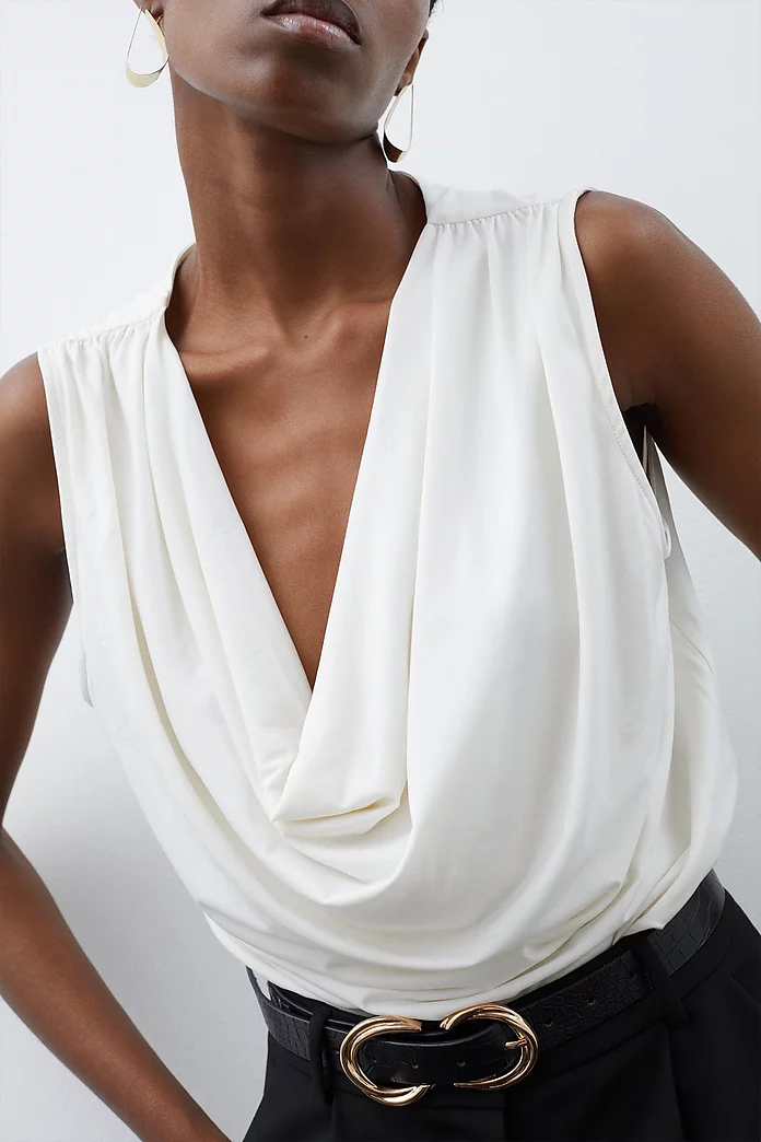 Petite Cowl Neck Jersey Bodysuit | Karen Millen Petite Cowl Neck Jersey Bodysuit | Karen Millen