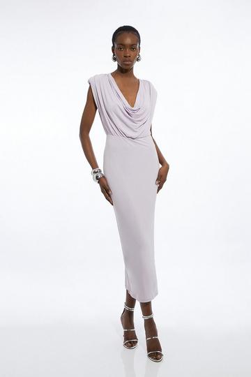 Cowl Neck Jersey Maxi Dress lilac