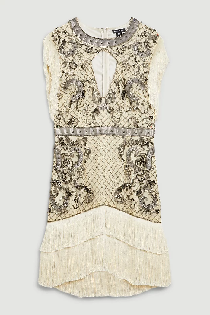 Pu Leather Sequin Woven Mini Dress | Karen Millen Pu Leather Sequin Woven Mini Dress | Karen Millen