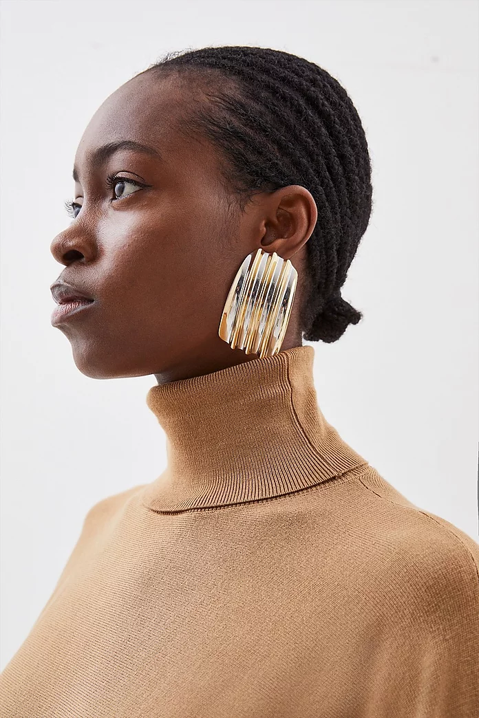Viscose Blend Funnel Neck Belted Knitted Midi Dress | Karen Viscose Blend Funnel Neck Belted Knitted Midi Dress | Karen