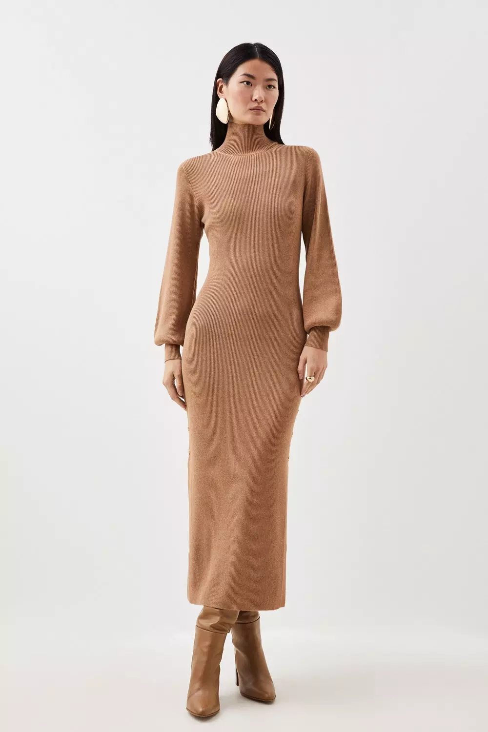 【KAREN MILLEN】ビスコースブレンドリブニット ミダクシドレス ◇KAREN MILLEN◇ビスコースブレンドリブニット ミダクシドレス