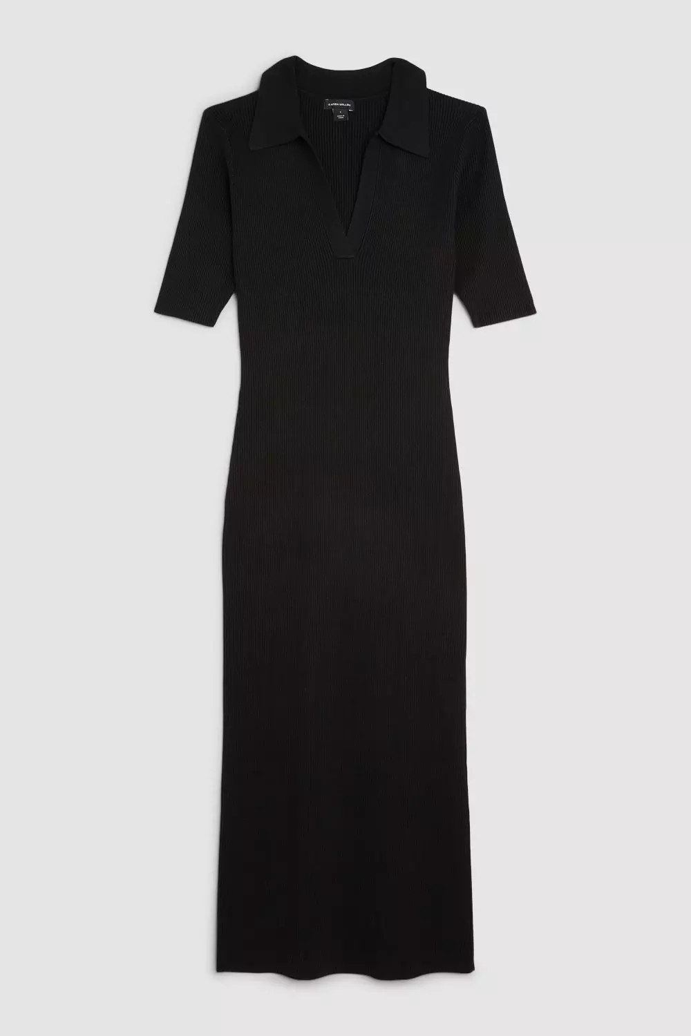 KarenMillen/リブ ジャージー Collared Midi Dress bkk17655_black_xl?$