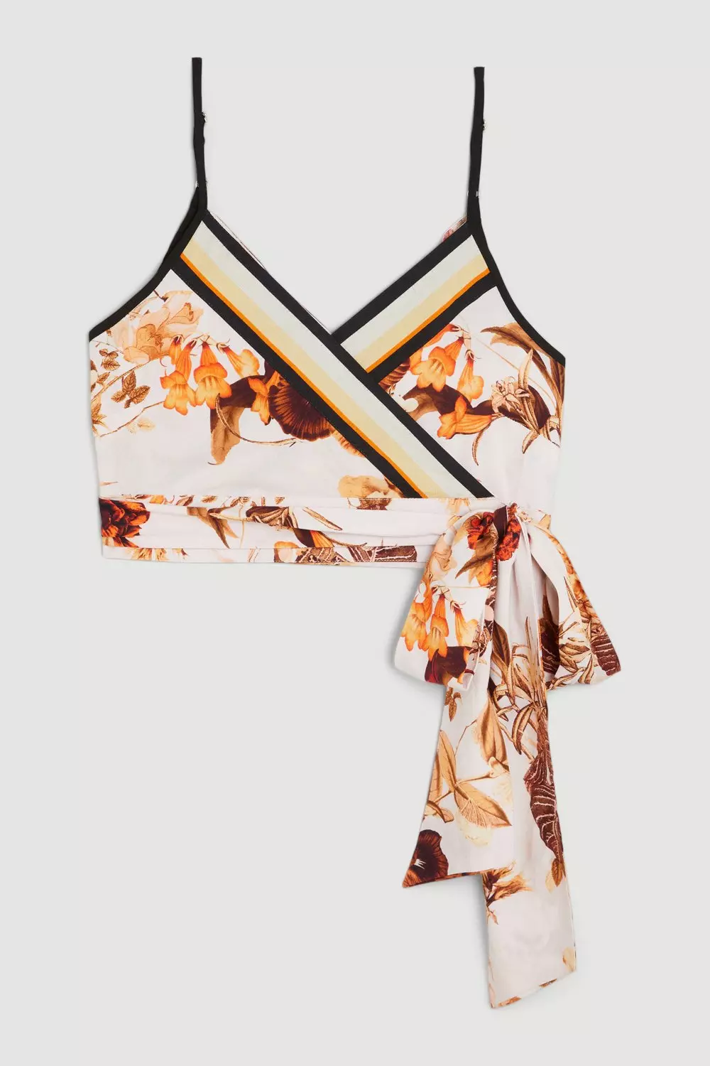 ★Karen Millen★ フローラルジョーゼットビーチラップトップ Chiffon Sleeve Zip Through Bandage Knit Top | Karen Millen