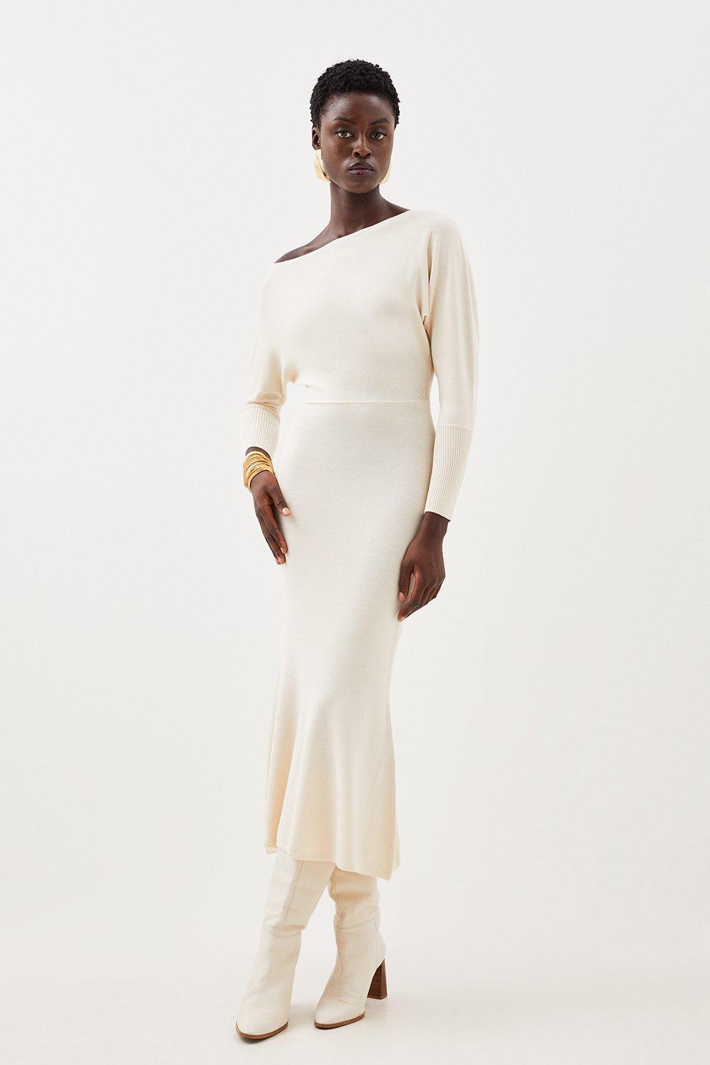 Black and white asymmetrical dress hot sale
