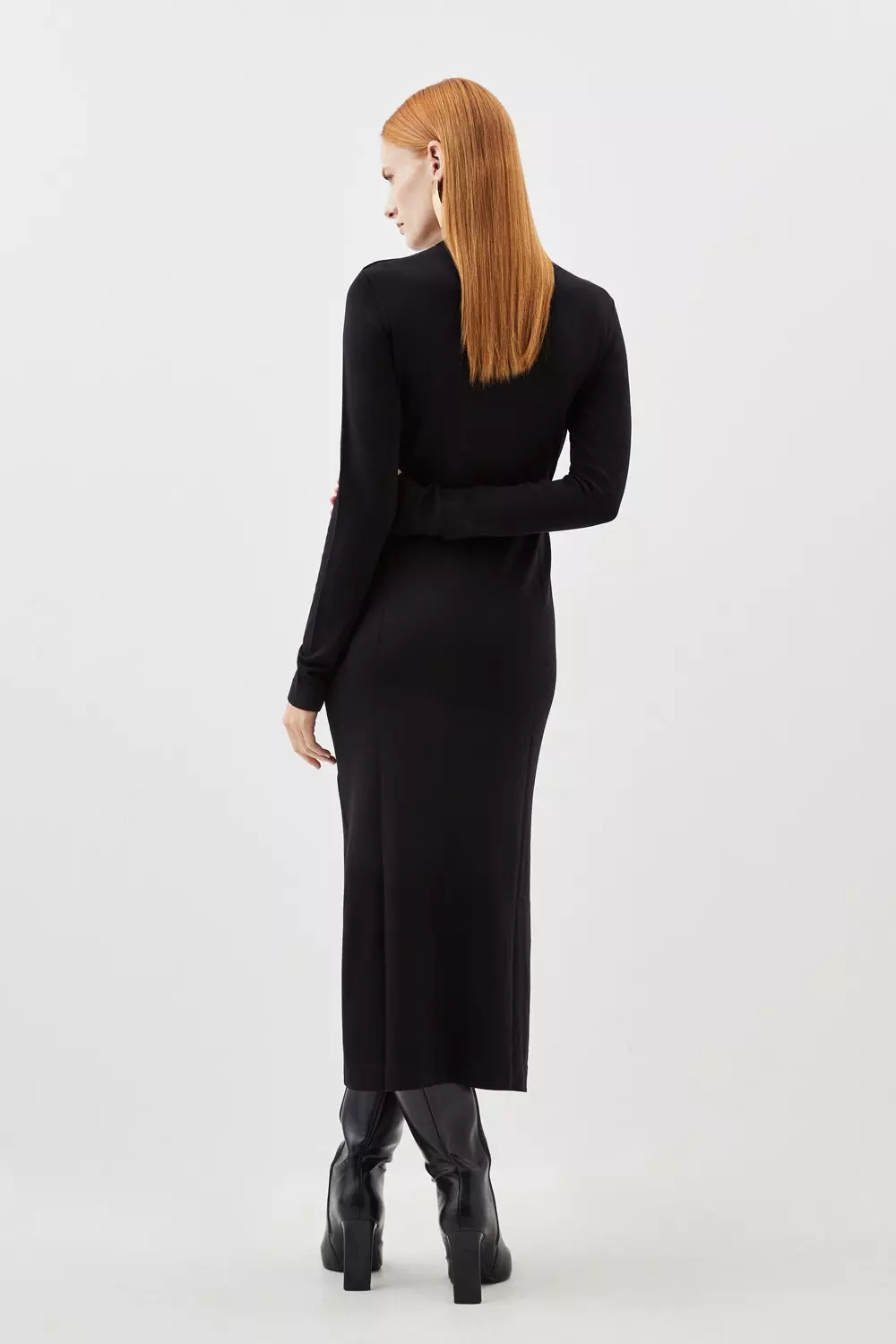 Viscose Blend Belted Knitted Midi Dress | Karen Millen