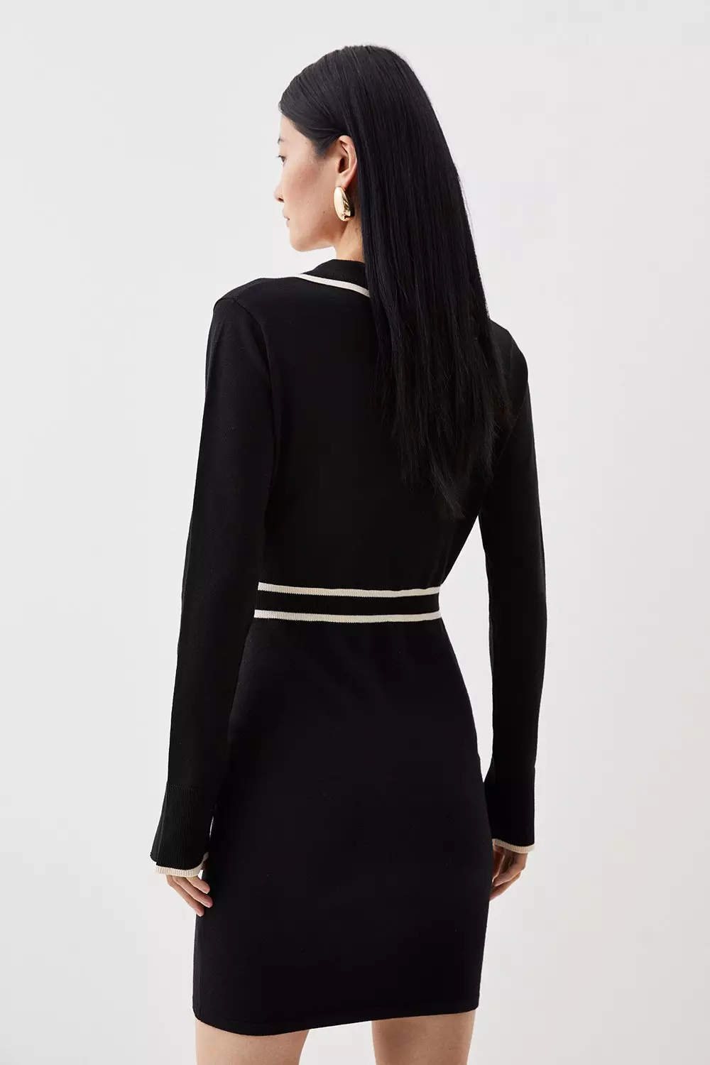 【送料&関税込】ChloAC Viscose Blend Mini Dress Viscose Blend Collared Knitted Mini Dress | Karen Millen