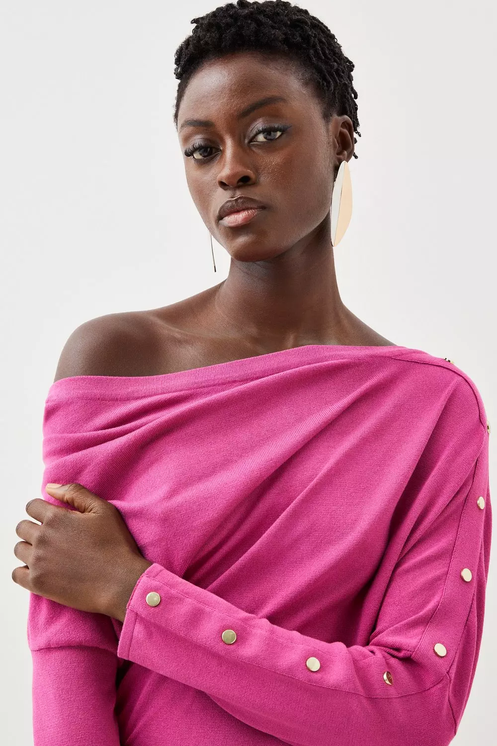 Off the shoulder wool jumper hotsell