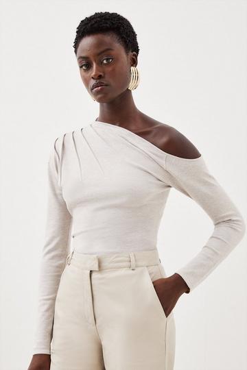 Viscose Blend Asymmetric Sweater oatmeal