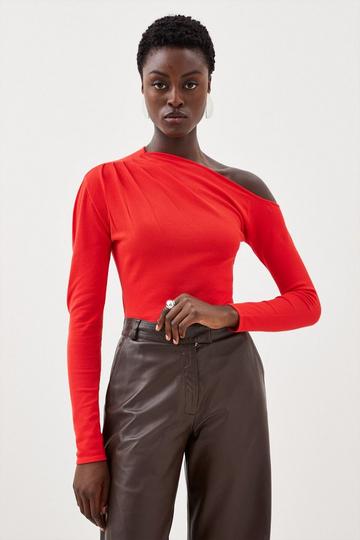Viscose Blend Asymmetric Sweater red