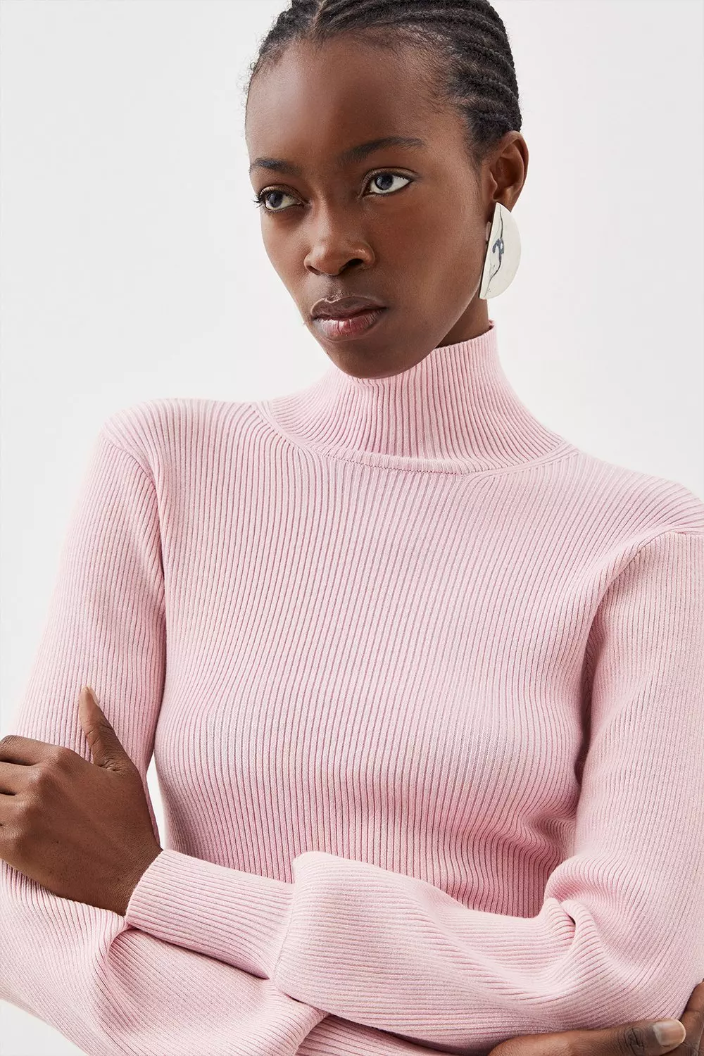 Blush Viscose Blend Rib Knitted Funnel Jumper alternative image