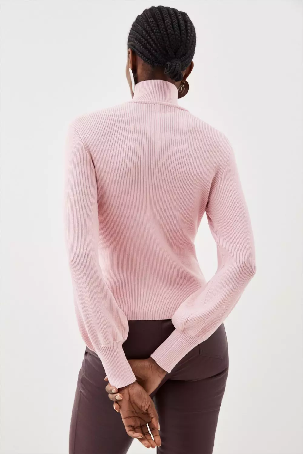 Blush Viscose Blend Rib Knitted Funnel Jumper alternative image
