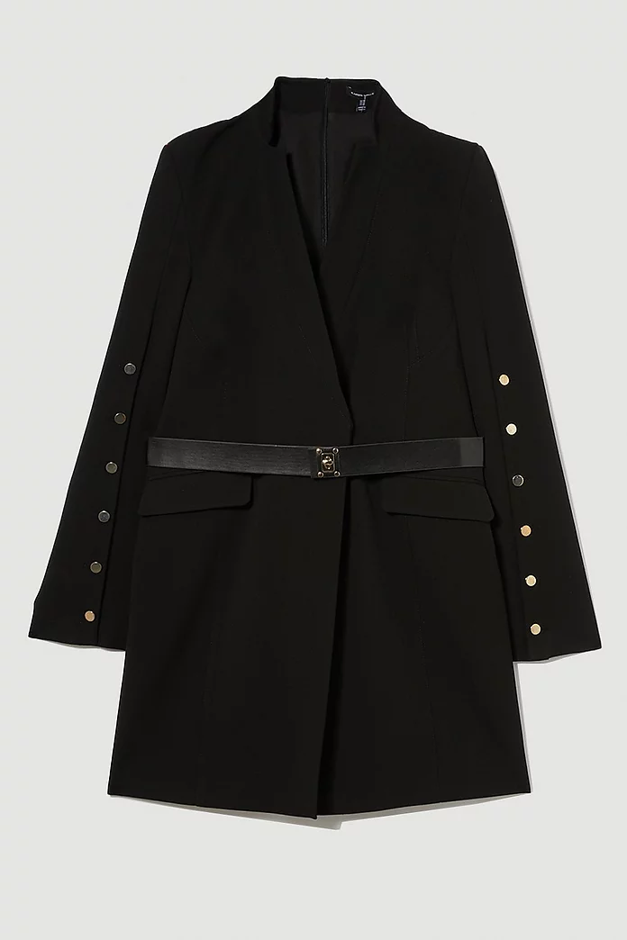 Plus Size Structured Crepe Belted Blazer Dress | Karen Millen Plus Size Structured Crepe Belted Blazer Dress | Karen Millen