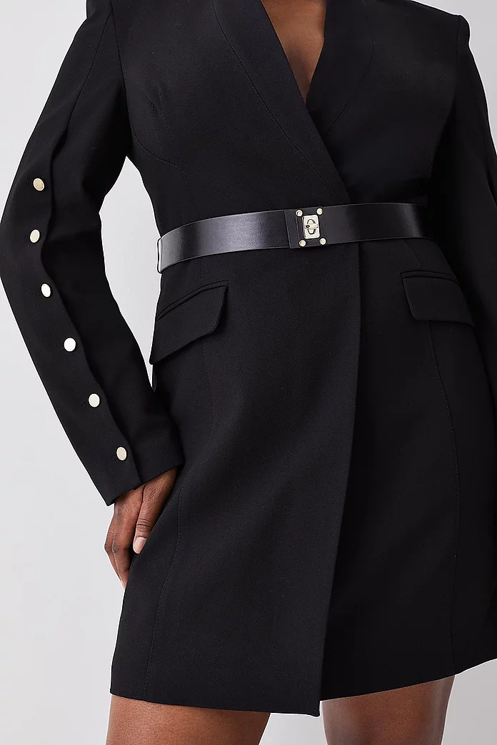 Plus Size Structured Crepe Belted Blazer Dress | Karen Millen Plus Size Structured Crepe Belted Blazer Dress | Karen Millen