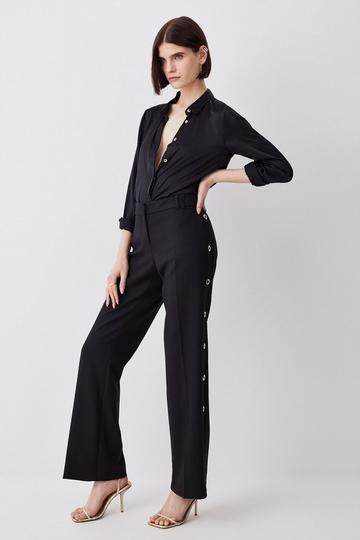Compact Stretch Eyelet Detail Pants