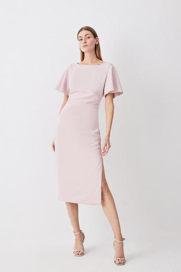 Premium Crepe Flare Sleeve Midi Dress blush