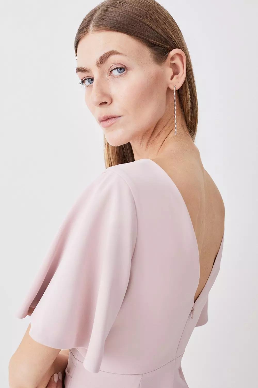 関送込【KAREN MILLEN】プチプレミアムストレッチクレープドレス Lサイズあり【IRMA/イルマ】 ワンカラー/ ストレッチ/ 編み上げ