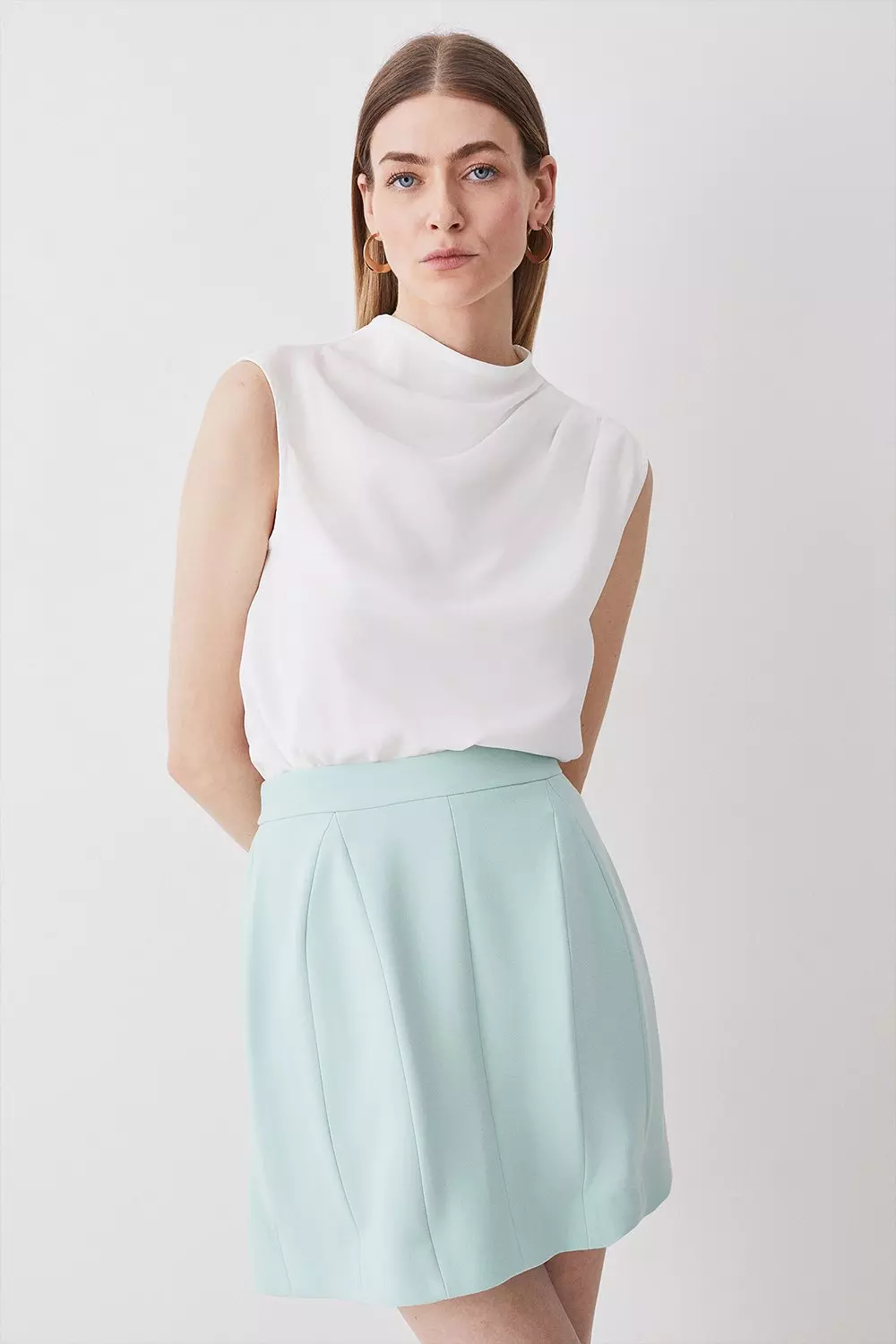 Compact Stretch Lantern Mini Skirt | Karen Millen